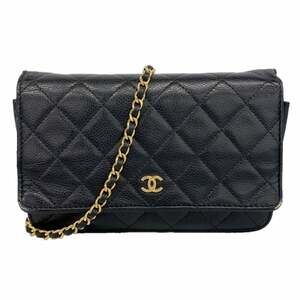 Chanel Matelassé Chain Shoulder Bag, Caviar Leather, Black, Women's